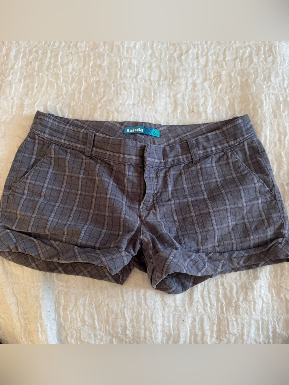 Talula Gray Plaid Flat Front Women’s Shorts